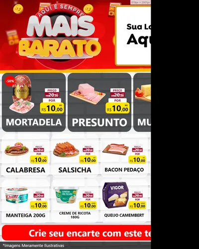 Modelo de Rede Social para Feed Instagram com o tema Mais Barato para Frios e Laticínios