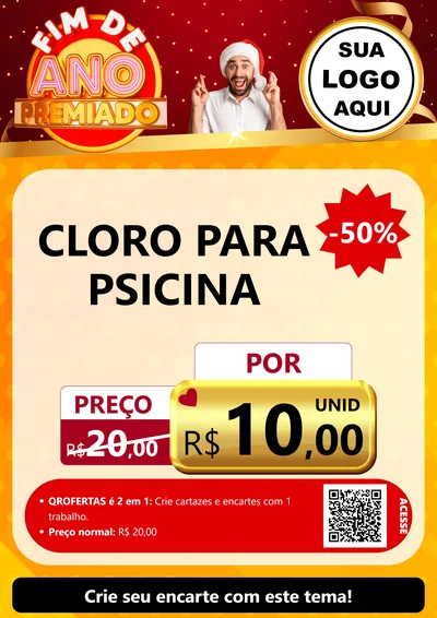 Modelo de Cartaz para Cartaz A4 Vertical com o tema Fim de Ano Premiado para Produtos para Piscina