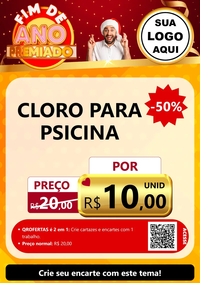 Modelo de Cartaz para Cartaz A4 Vertical com o tema Fim de Ano Premiado para Produtos para Piscina