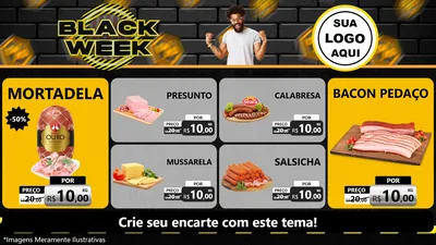 Modelo de TV para TV Horizontal com o tema Black Week para Frios e Laticínios