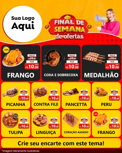 Modelo de Rede Social para Feed Instagram com o tema Final de Semana de Ofertas para Assados