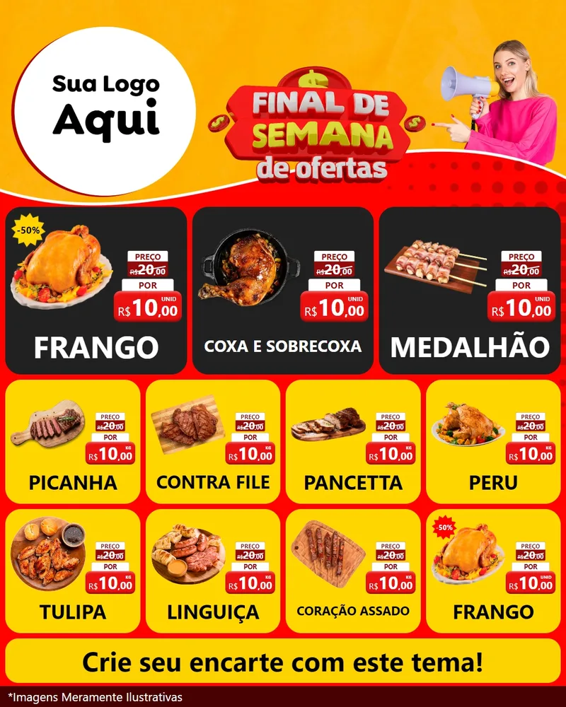 Modelo de Rede Social para Feed Instagram com o tema Final de Semana de Ofertas para Assados