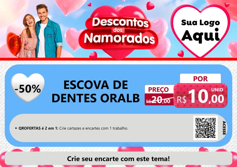 Modelo de Cartaz para Cartaz A4 Horizontal com o tema Descontos dos Namorados para Higiene Pessoal