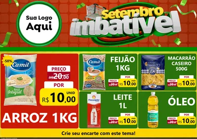 Modelo de Encarte para Encarte A4 Horizontal com o tema Setembro Imbatível para Supermercado