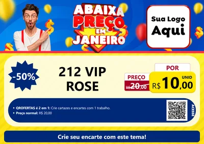 Modelo de Cartaz para Cartaz A4 Horizontal com o tema Abaixa Preço em Janeiro para Perfumes