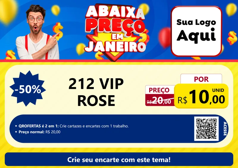Modelo de Cartaz para Cartaz A4 Horizontal com o tema Abaixa Preço em Janeiro para Perfumes