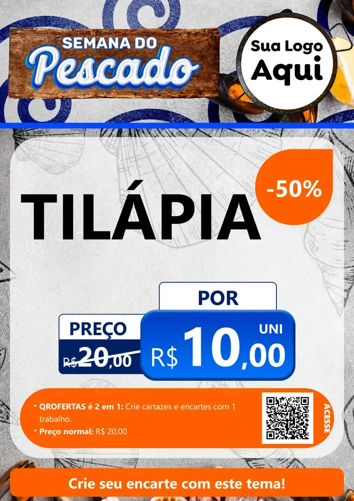 Modelo de Cartaz para Cartaz A4 Vertical com o tema Semana do Pescado para Peixaria
