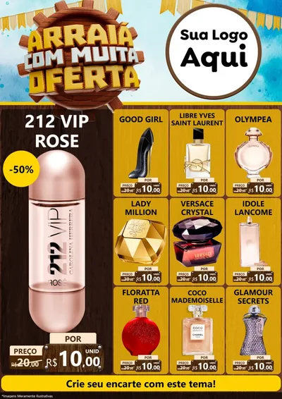 Modelo de Encarte para Encarte A4 Vertical com o tema Ofertas de São João - Junina para Perfumes