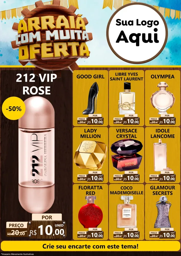 Modelo de Encarte para Encarte A4 Vertical com o tema Ofertas de São João - Junina para Perfumes