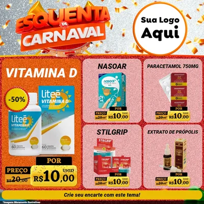 Modelo de Rede Social para Feed Facebook com o tema Esquenta de Carnaval para Farmácia