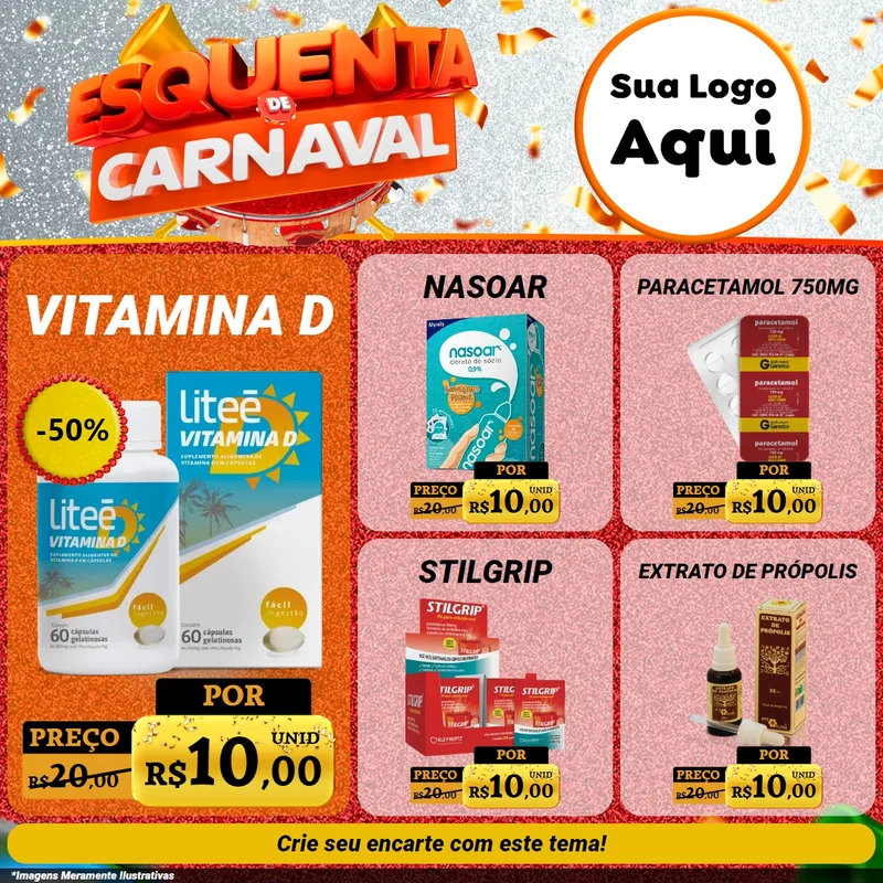 Modelo de Rede Social para Feed Facebook com o tema Esquenta de Carnaval para Farmácia