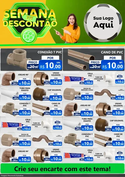 Modelo de Encarte para Encarte A4 Vertical com o tema Semana de Descontão - Copa para Tubos e conexões