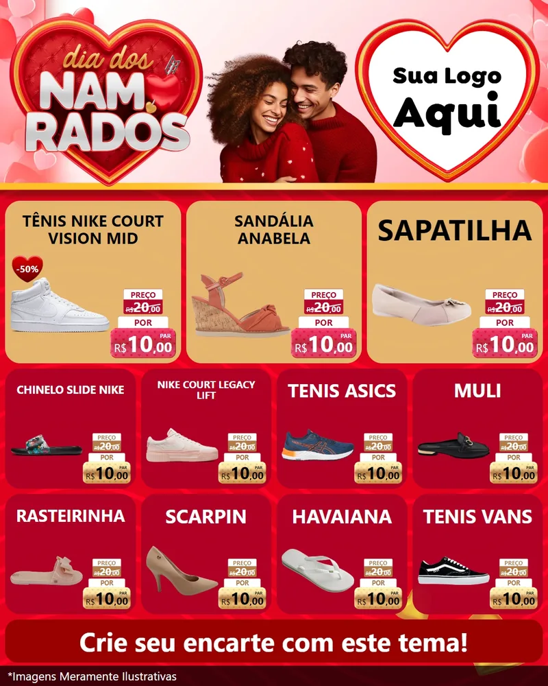 Modelo de Rede Social para Feed Instagram com o tema Dia dos Namorados para Calçados