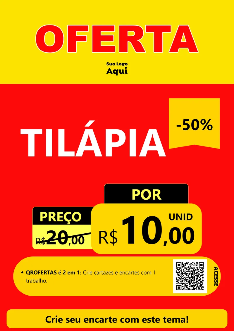 Modelo de Cartaz para Cartaz A4 Vertical com o tema OFERTA - Vermelho Cartaz para Peixaria