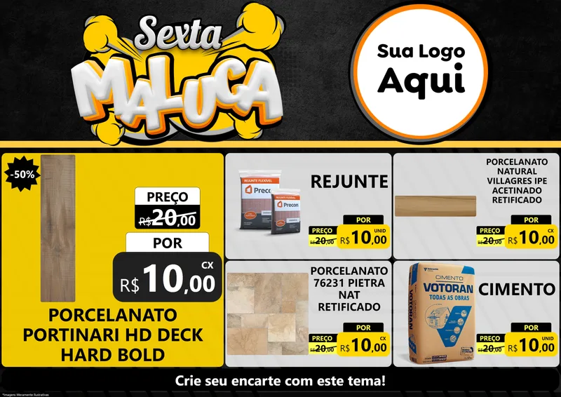 Modelo de Encarte para Encarte A4 Horizontal com o tema Sexta Maluca para Pisos e revestimentos