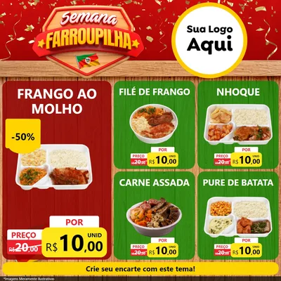 Modelo de Rede Social para Feed Facebook com o tema Semana Farroupilha para Restaurante