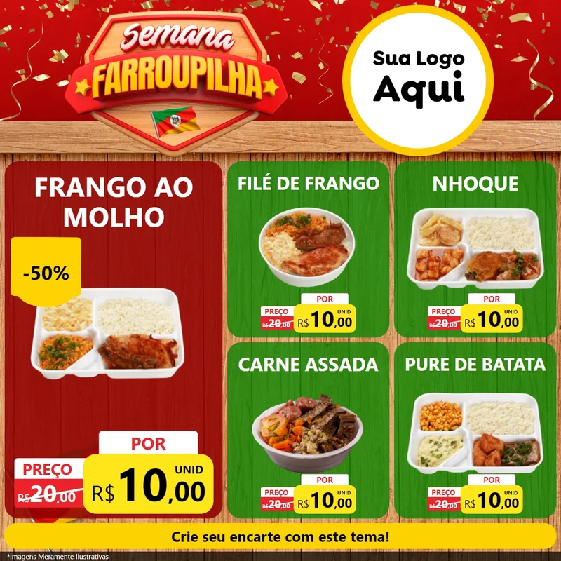 Modelo de Rede Social para Feed Facebook com o tema Semana Farroupilha para Restaurante