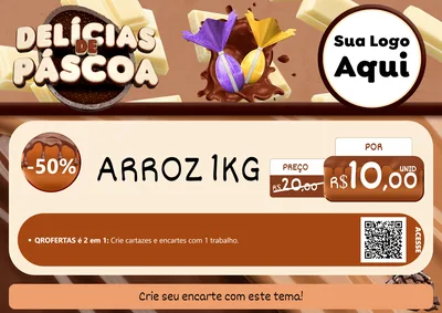 Modelo de Cartaz para Cartaz A4 Horizontal com o tema Delícias de Páscoa para Supermercado