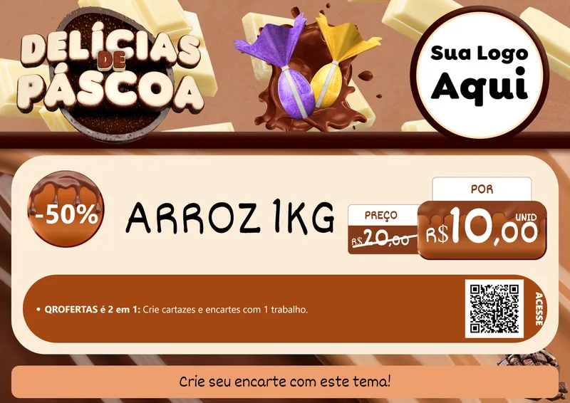 Modelo de Cartaz para Cartaz A4 Horizontal com o tema Delícias de Páscoa para Supermercado