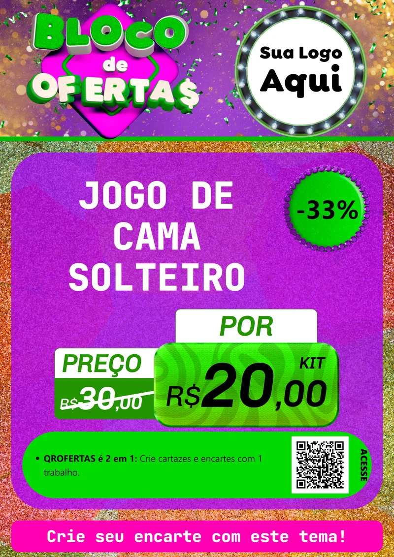 Modelo de Cartaz para Cartaz A4 Vertical com o tema Bloco de Ofertas para Cama, Mesa e Banho