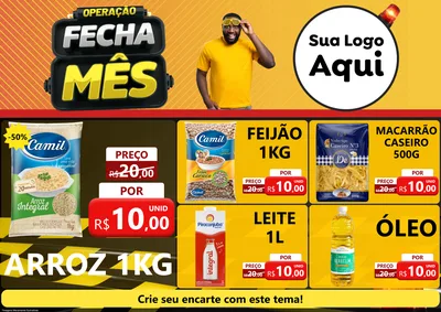 Modelo de Encarte para Encarte A4 Horizontal com o tema Operação Fecha Mês para Supermercado