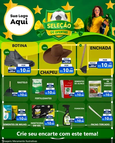 Modelo de Rede Social para Feed Instagram com o tema Seleção de Ofertas - Copa para Agropecuária