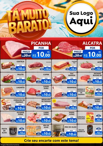 Modelo de Encarte para Encarte A4 Vertical com o tema Está Muito Barato para Açougue