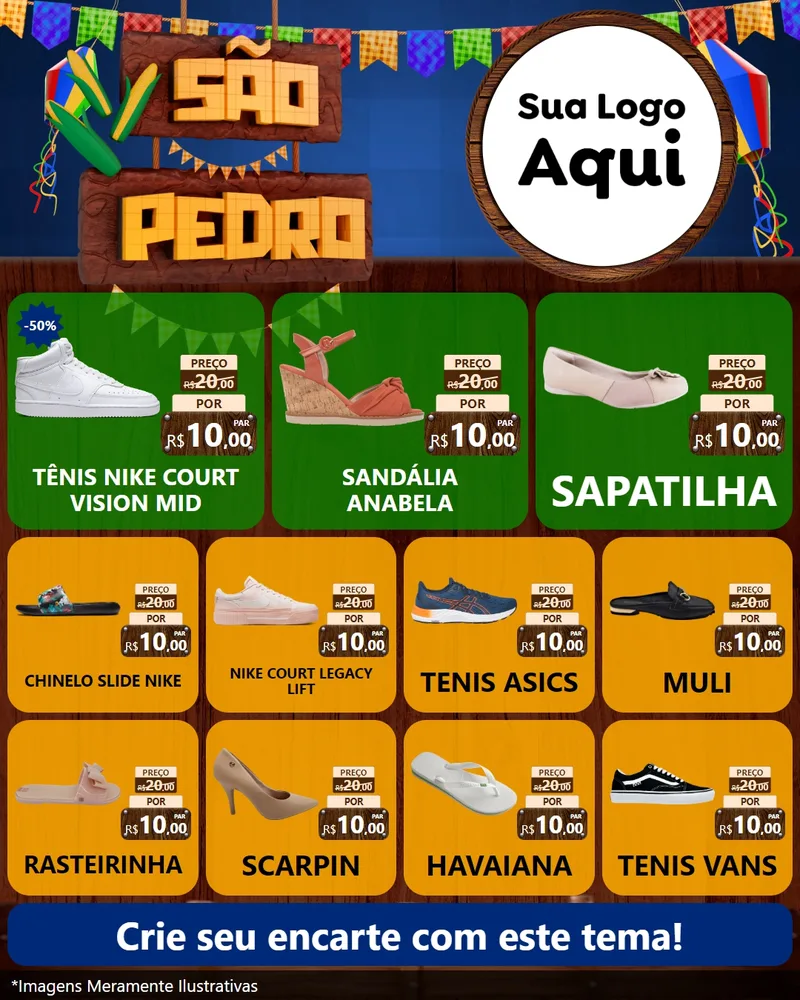 Modelo de Rede Social para Feed Instagram com o tema São Pedro para Calçados