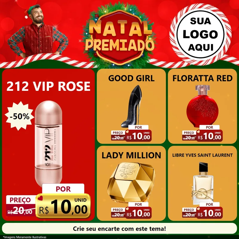 Modelo de Rede Social para Feed Facebook com o tema Natal Premiado para Perfumes