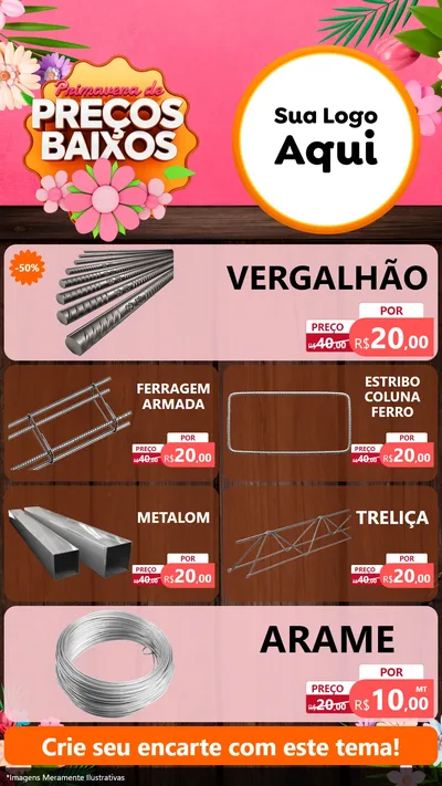 Modelo de TV para TV Vertical com o tema Primavera de Preços Baixos para Ferragens