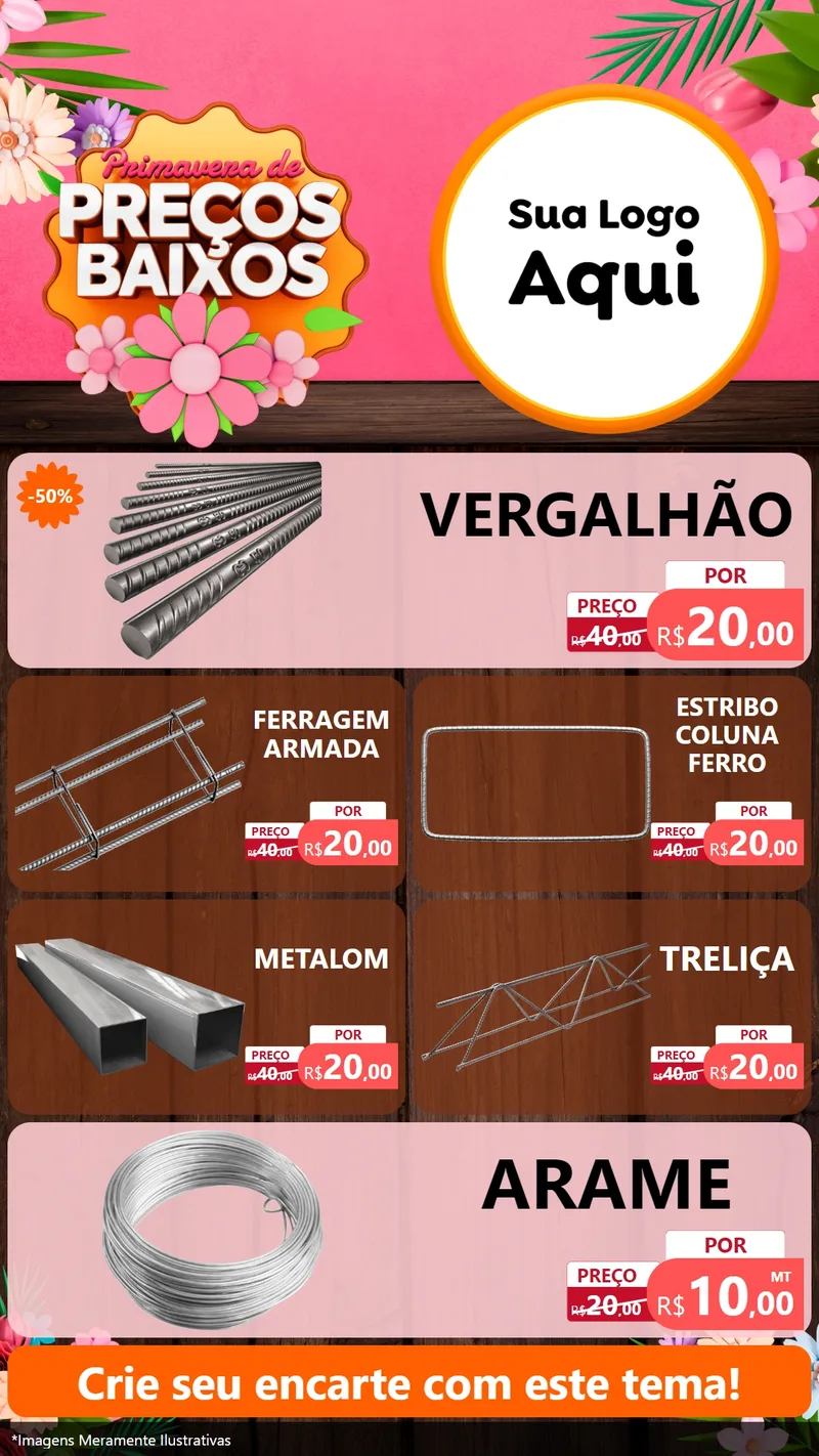 Modelo de TV para TV Vertical com o tema Primavera de Preços Baixos para Ferragens