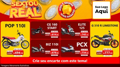 Modelo de TV para TV Horizontal com o tema Sextou do Real para Concessionaria de Motos