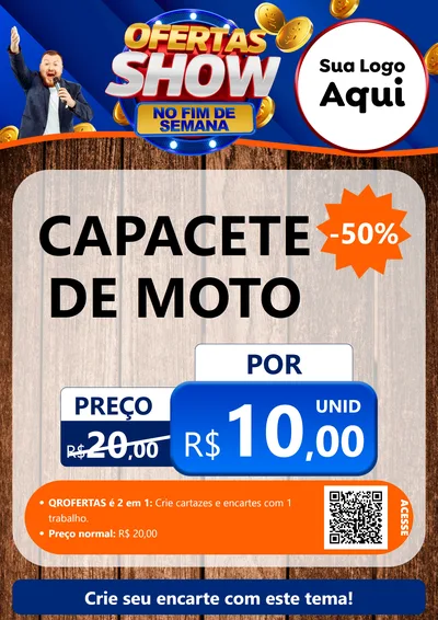 Modelo de Cartaz para Cartaz A4 Vertical com o tema Ofertas Show No Fim De Semana para Moto peças