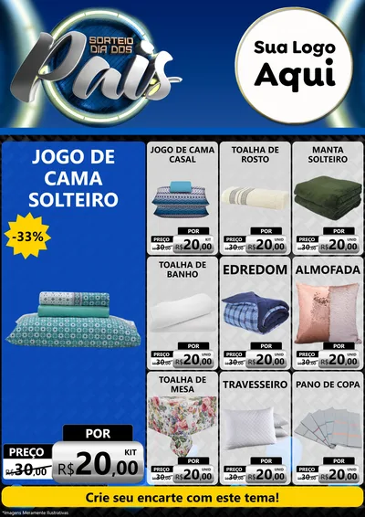Modelo de Encarte para Encarte A4 Vertical com o tema Sorteio Dia Dos Pais para Cama, Mesa e Banho