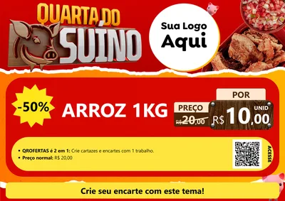 Modelo de Cartaz para Cartaz A4 Horizontal com o tema Quarta do Suíno para Supermercado