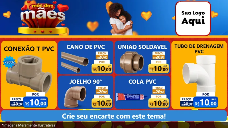 Modelo de TV para TV Horizontal com o tema Mês das Mães para Tubos e conexões