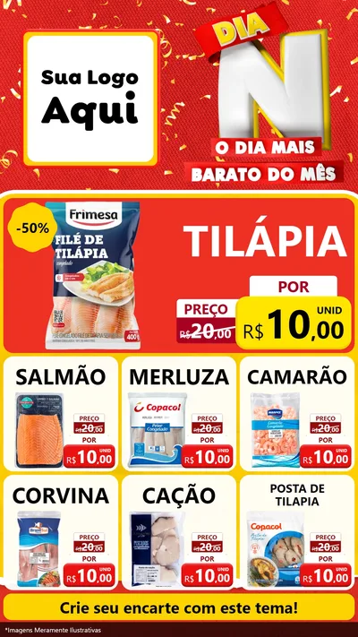 Modelo de Rede Social para Stories com o tema Dia N o Dia Mais Barato do Mês para Peixaria