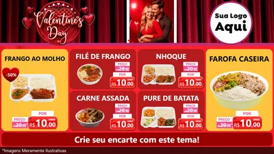 Modelo de TV para TV Horizontal com o tema Valentine's Day para Restaurante