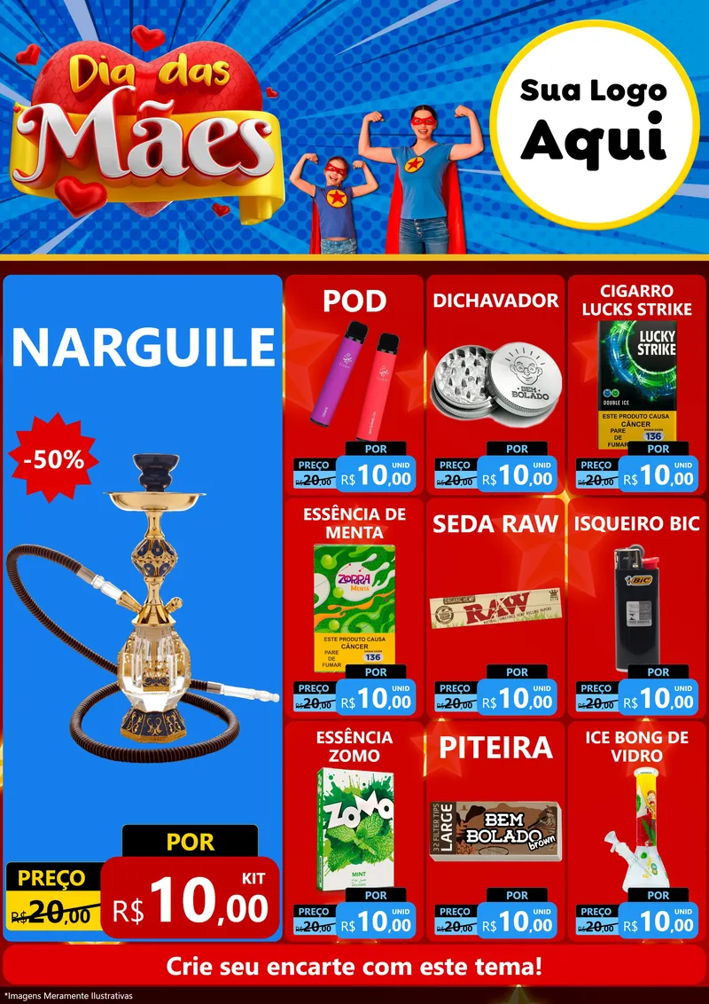 Modelo de Encarte para Encarte A4 Vertical com o tema Dia das Mães para Tabacaria