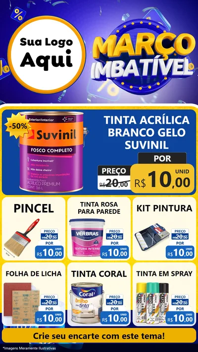 Modelo de Rede Social para Stories com o tema Março Imbatível para Tintas e Ferramentas