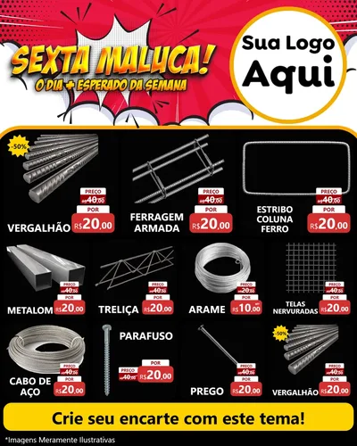 Modelo de Rede Social para Feed Instagram com o tema Sexta Maluca! para Ferragens