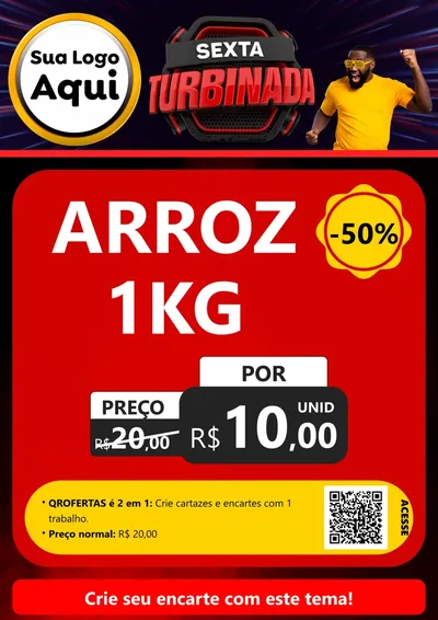 Modelo de Cartaz para Cartaz A4 Vertical com o tema Sexta Turbinada para Supermercado