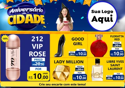 Modelo de Encarte para Encarte A4 Horizontal com o tema Aniversário da Cidade para Perfumes