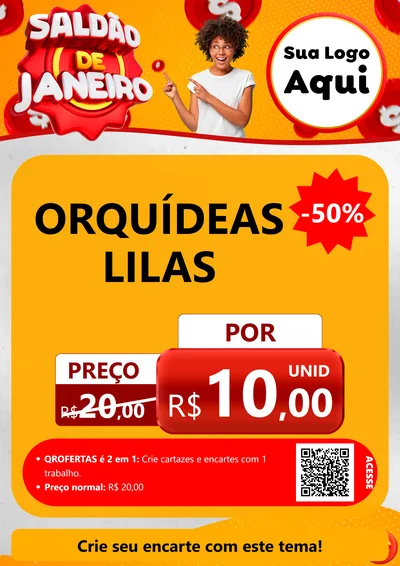 Modelo de Cartaz para Cartaz A4 Vertical com o tema Saldão de Janeiro para Floricultura e jardim