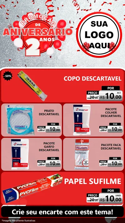 Modelo de TV para TV Vertical com o tema Promoção de Aniversário - 2 Anos para Embalagens