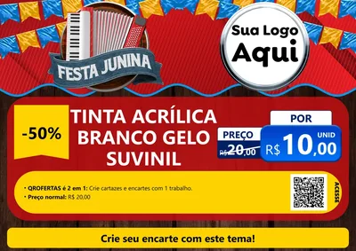 Modelo de Cartaz para Cartaz A4 Horizontal com o tema Festa Junina para Tintas e Ferramentas