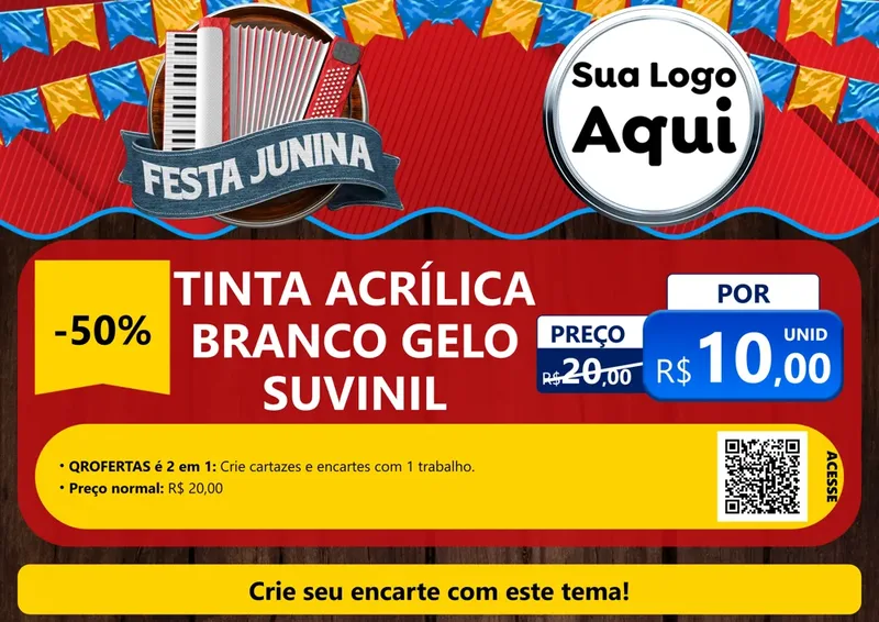 Modelo de Cartaz para Cartaz A4 Horizontal com o tema Festa Junina para Tintas e Ferramentas