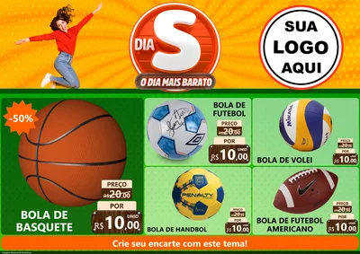Modelo de Encarte para Encarte A4 Horizontal com o tema Dia S - O Dia Mais Barato para Artigos Esportivos