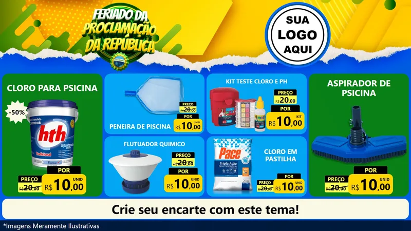 Modelo de TV para TV Horizontal com o tema Feriado da Proclamação da República para Produtos para Piscina