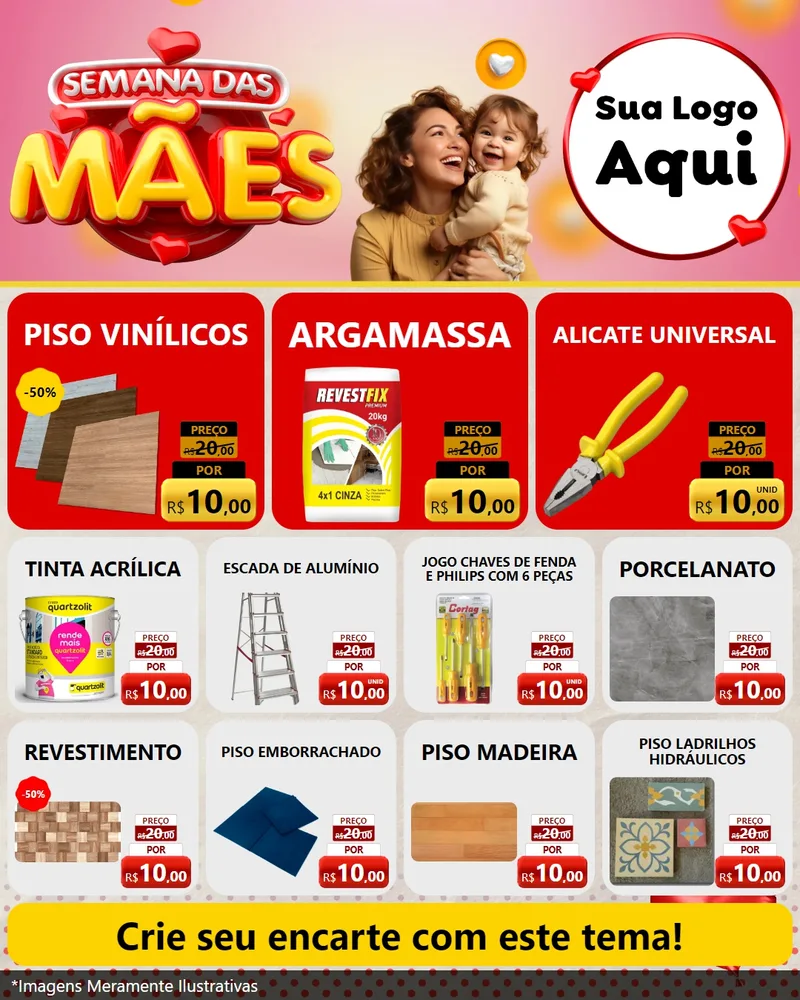 Modelo de Rede Social para Feed Instagram com o tema Semana das Mães para Material para Construção